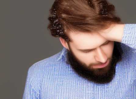 men with dandruff scratching his head