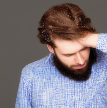 men with dandruff scratching his head