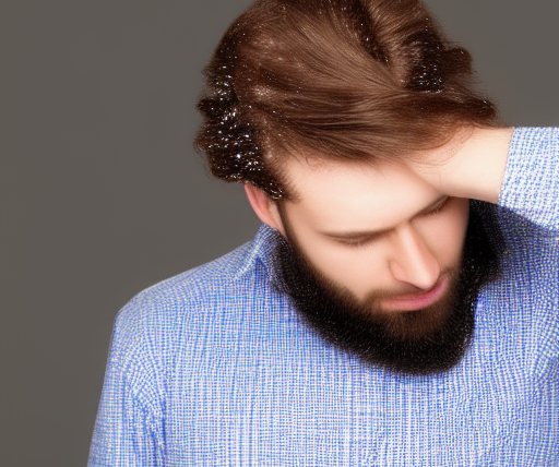 men with dandruff scratching his head