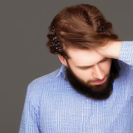 men with dandruff scratching his head