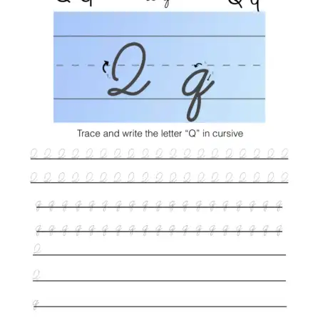 How to write a cursive q
