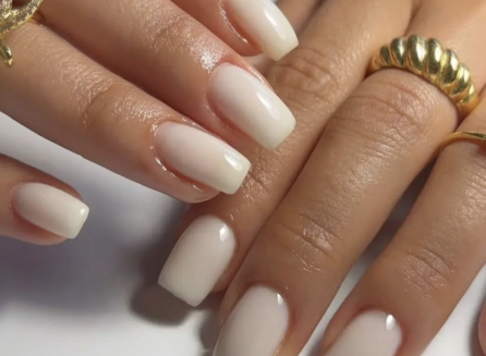 Milky White Nails with Design