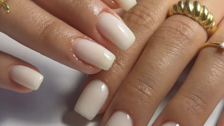 Milky White Nails with Design