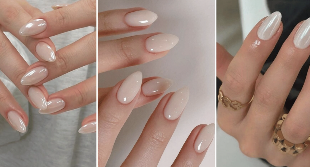 Milky White Nails with Design