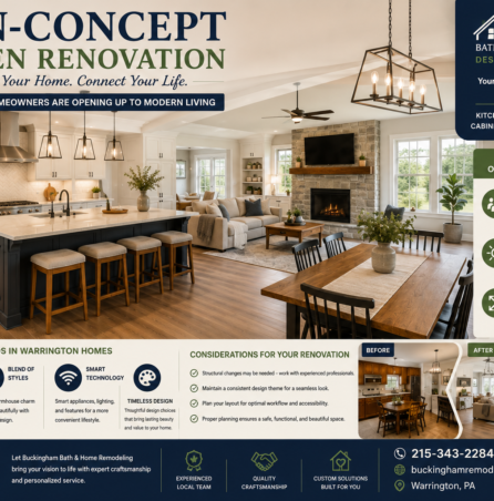 open-concept kitchen renovation in Warrington PA